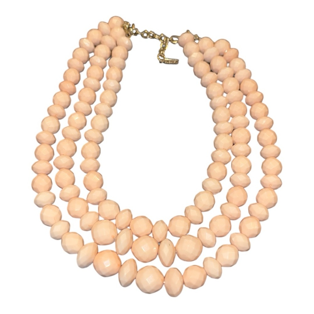 Sugarfix by Bauble Bar Triple Strand Peach Faceted Bead Necklace GUC YM